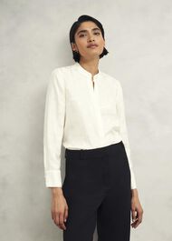 Sloane Silk Blouse, Ivory, hi-res