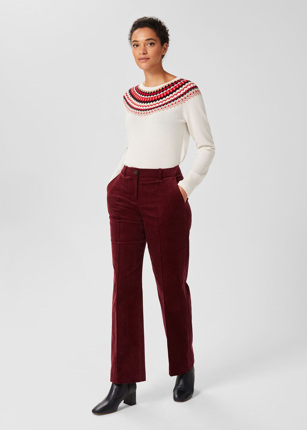 Kassandra Cord Pants, Dark Red, hi-res