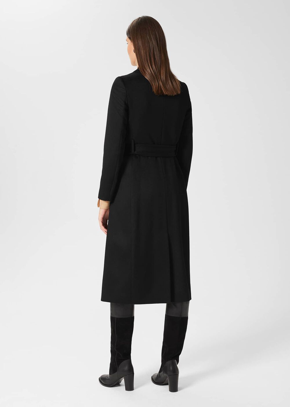 Olivia Wool Wrap Coat, Black, hi-res