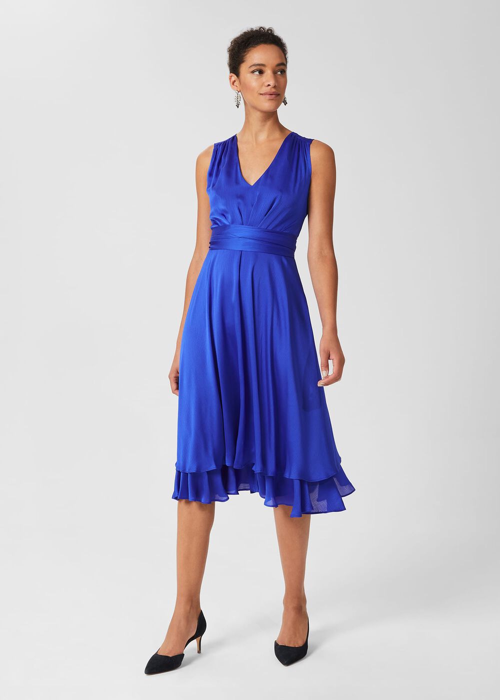Viola V Neck Dress, Cobalt, hi-res