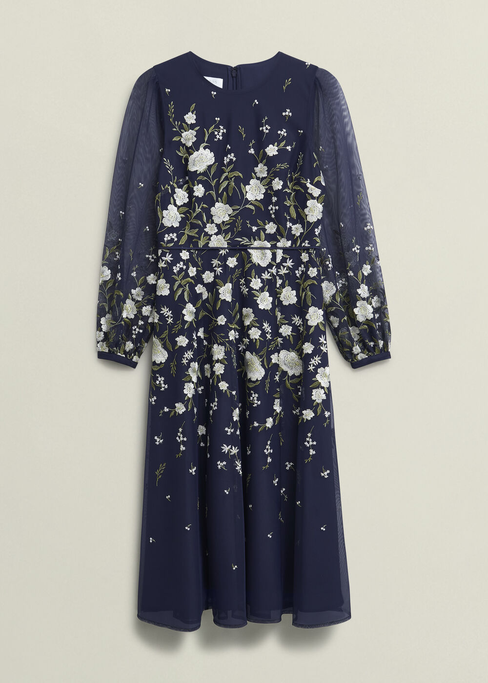 Lois Floral Embroidered Dress, Midnight Yellow, hi-res