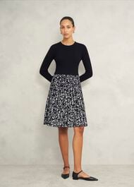 Gill Knitted Dress, Black Ivory, hi-res