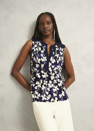 Nadine Printed Top, Navy Ivory, hi-res