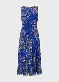 Carly Floral Fit And Flare Dress, Cobalt Multi, hi-res