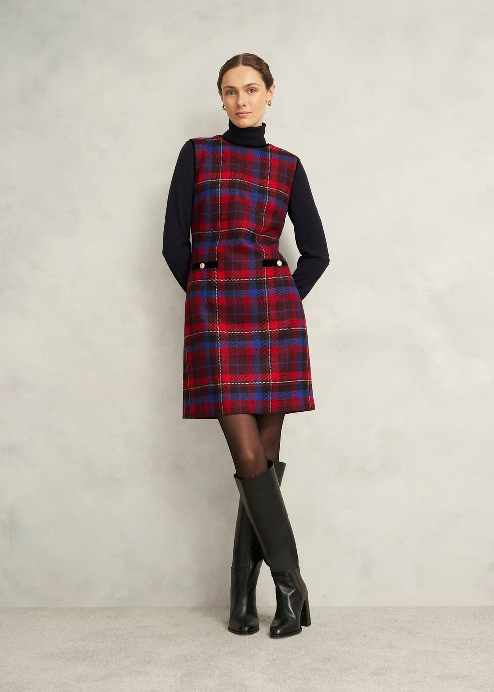 Petite Ingrid Wool Dress, Red Multi, hi-res