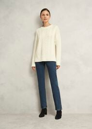 Nell Chunky Cable Sweater, Hobbs Ivory, hi-res