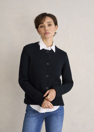 Coco Cotton Cardigan, Navy, hi-res