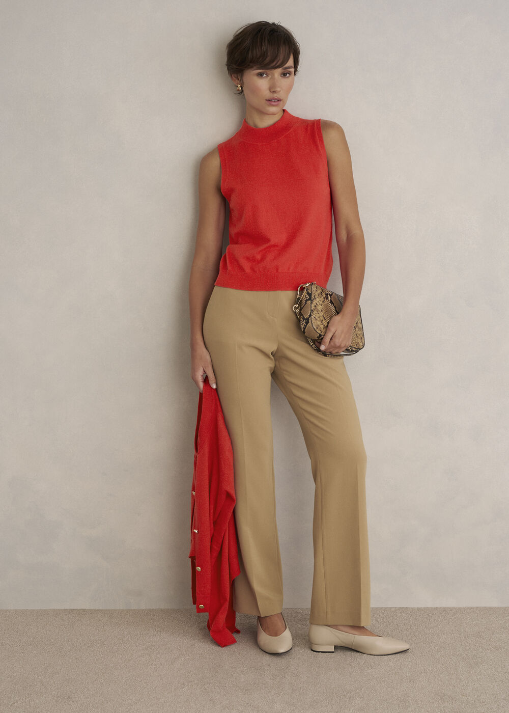 Priya Knitted Vest, Hibiscus Red, hi-res