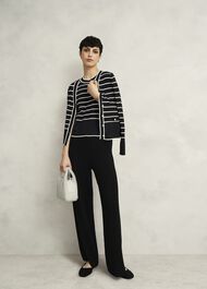 Navy Belmont Striped Knitted Vest Top, Black Cream, hi-res
