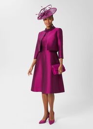 Marcella Silk Blend Beaded Dress, Berry Purple, hi-res