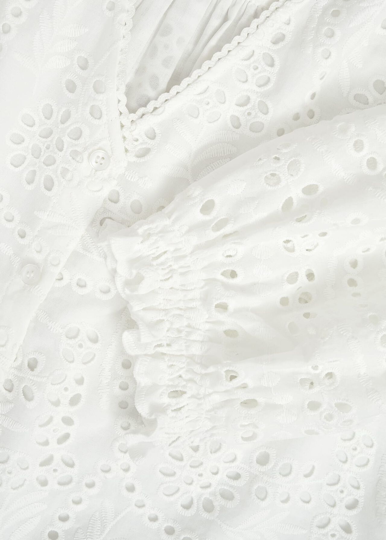 Chiara Broderie Blouse, Hobbs White, hi-res