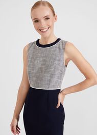 Petite Laurie Dress With Cotton, Navy Ivory, hi-res