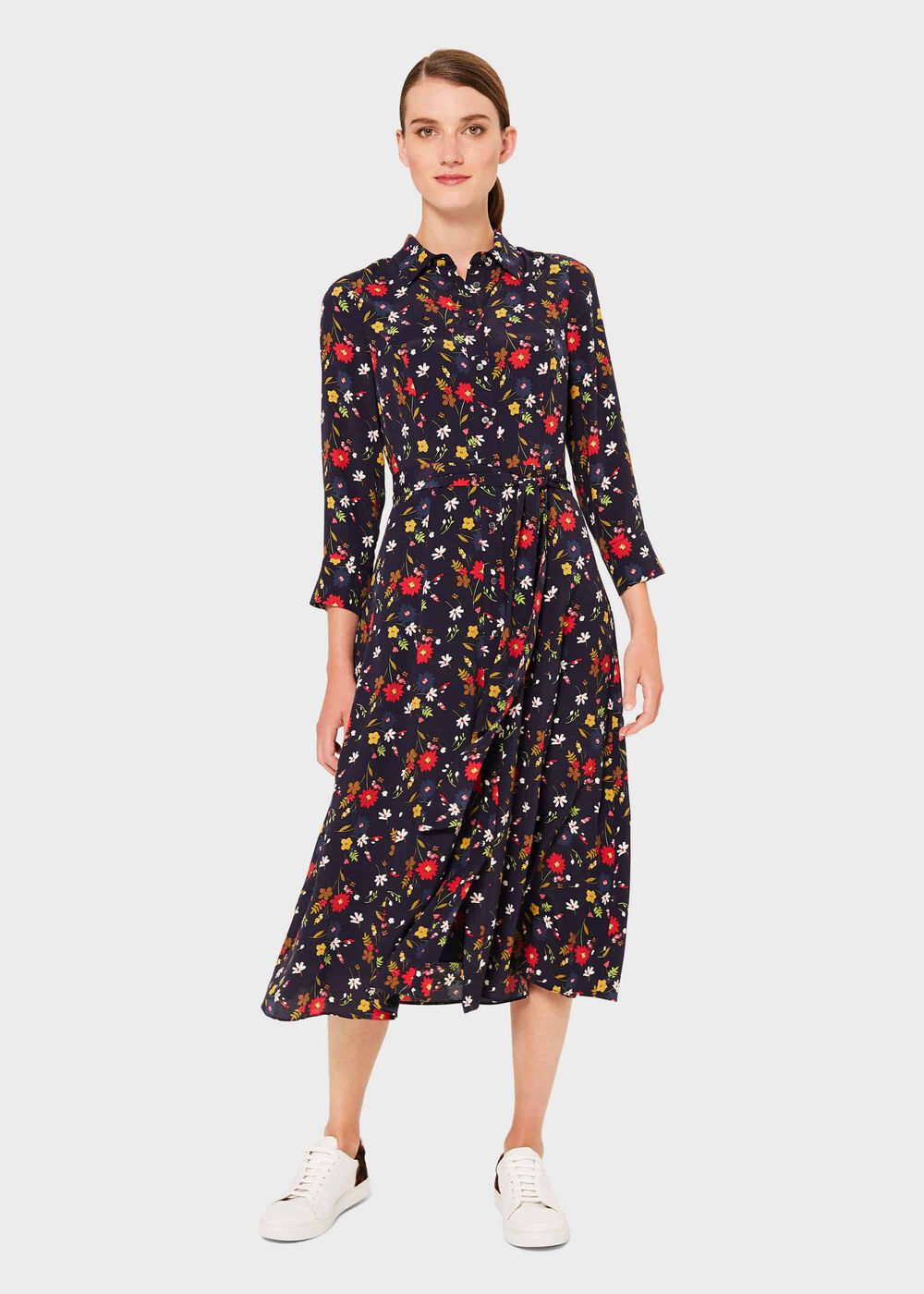 Annette Floral Midi Dress, Midnight Multi, hi-res