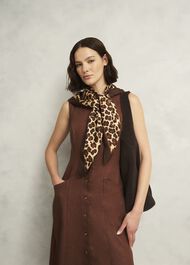 Bria Silk Leopard Scarf, Brown Multi, hi-res