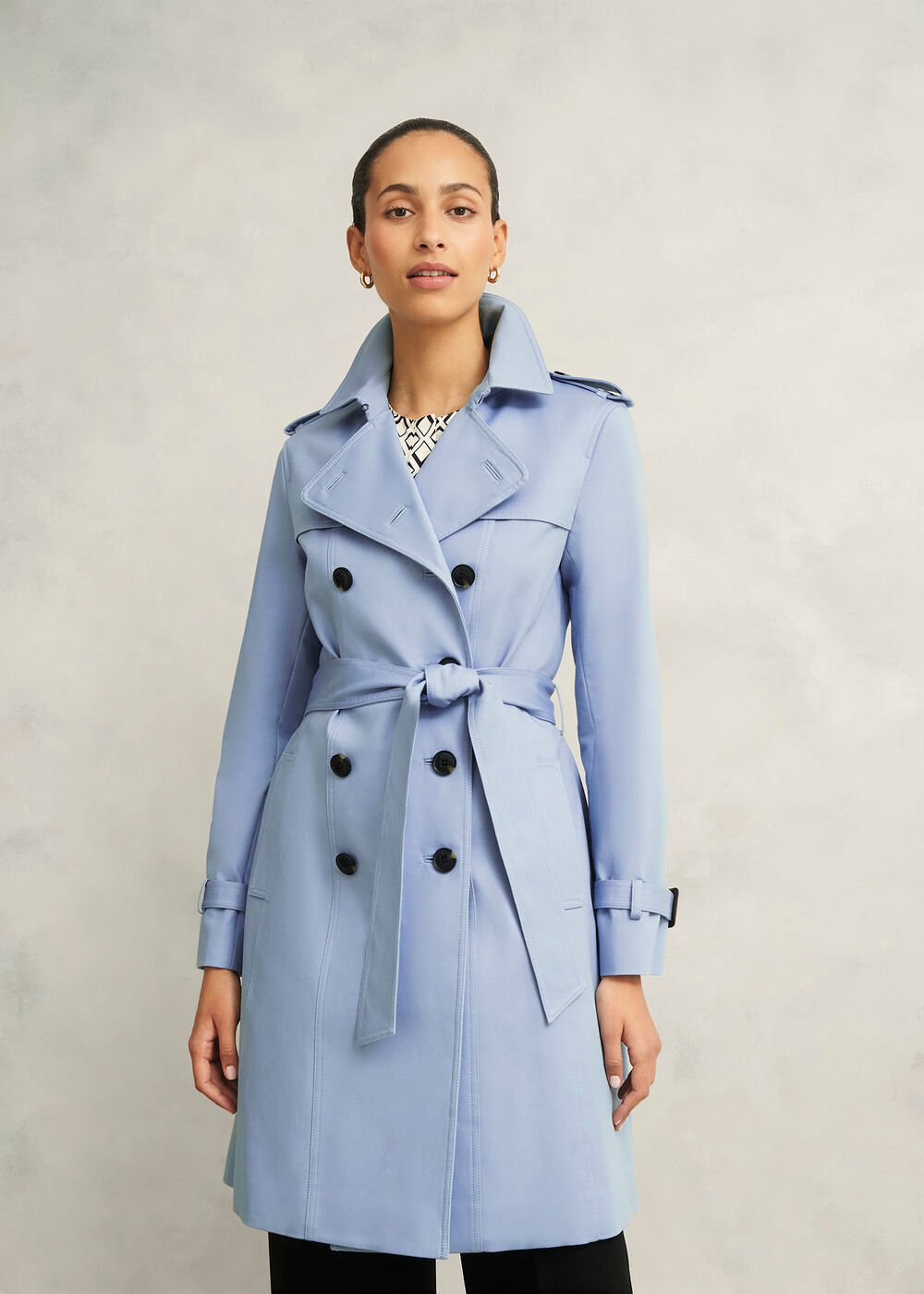 Petite Skylar Shower Resistant Trench Coat, Pale Blue, hi-res
