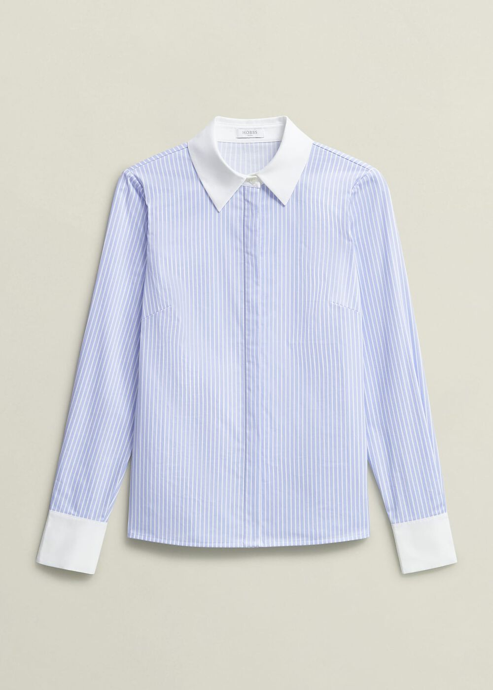 Victoria Cotton Blend Shirt, Pale Blue White, hi-res