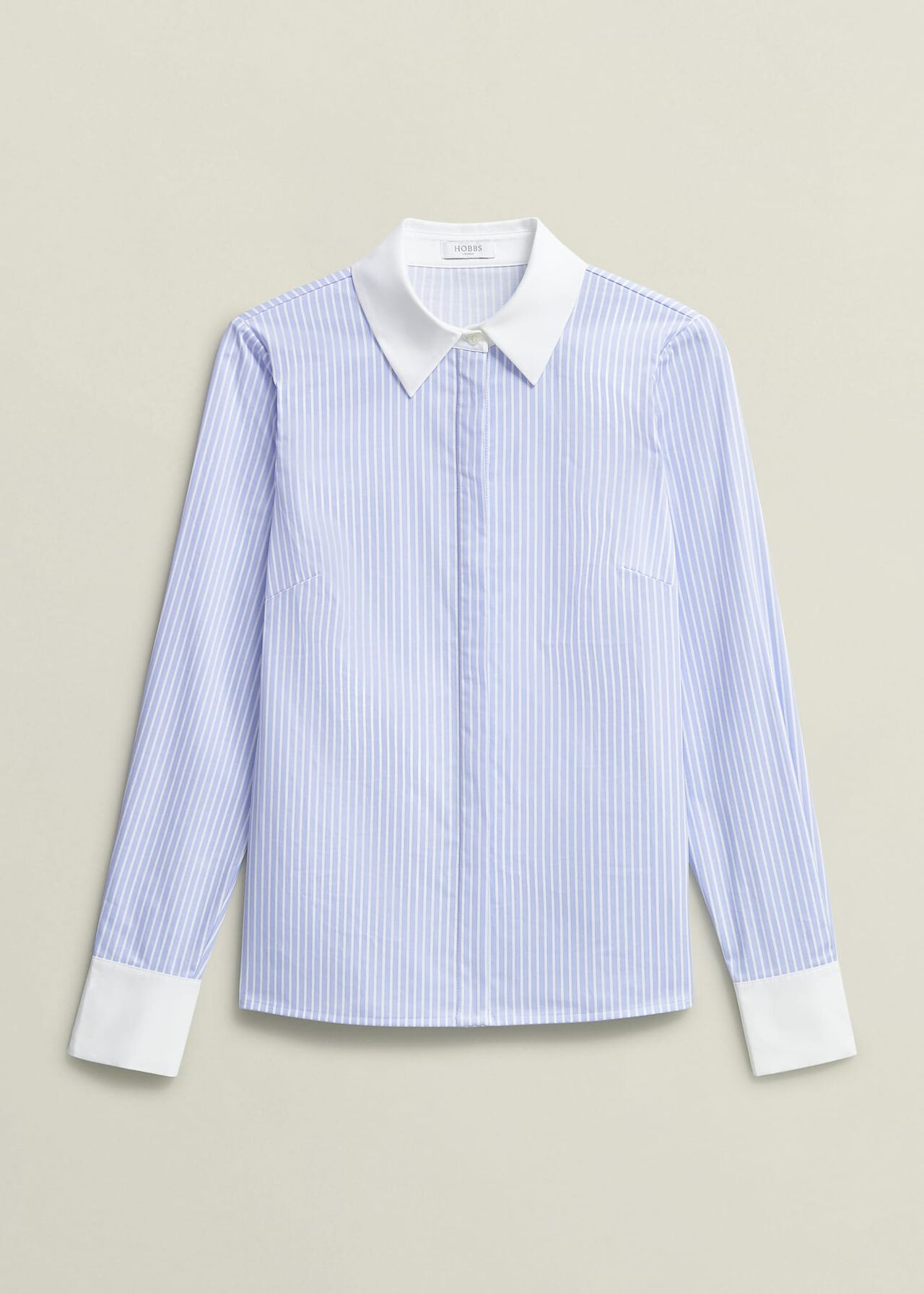 Victoria Cotton Blend Shirt, Pale Blue White, hi-res