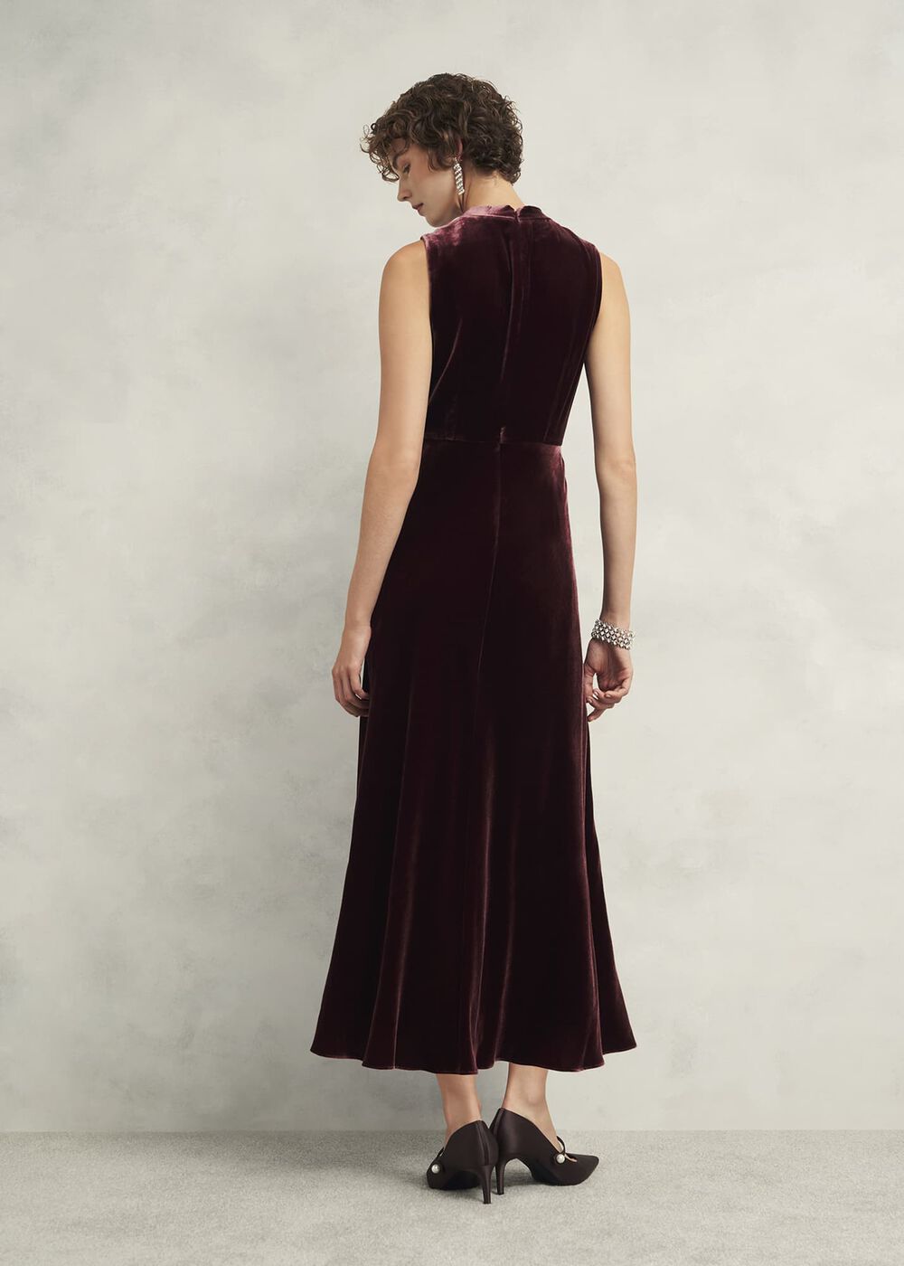 Isleworth Velvet Dress With Silk, Cocoa Brown, hi-res