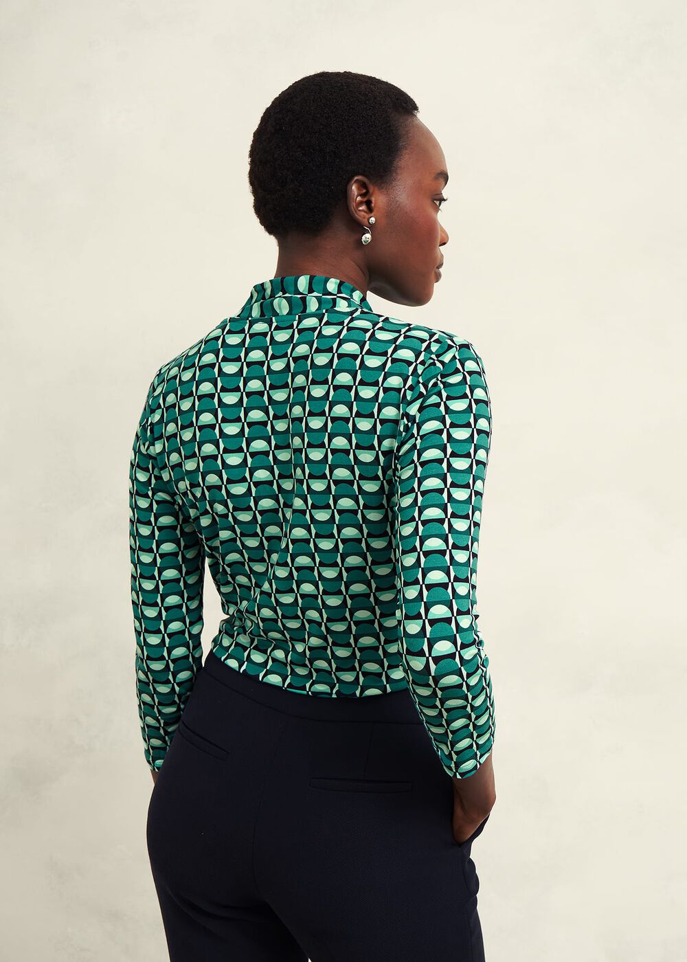 Aimee Printed Top, Agate Green, hi-res