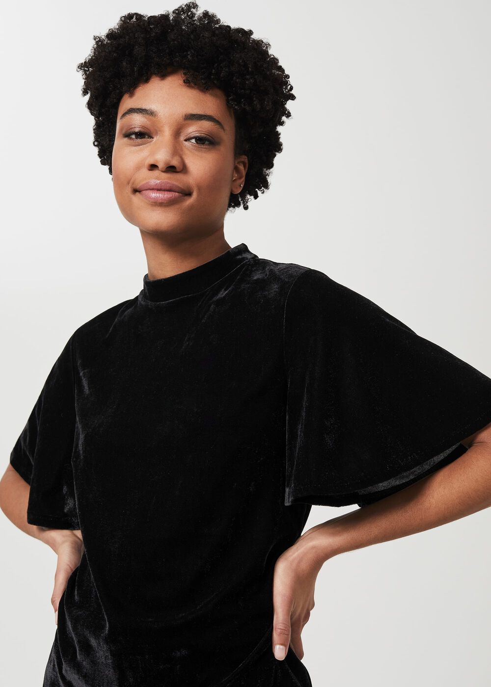 Robyn Velvet Top, Black, hi-res
