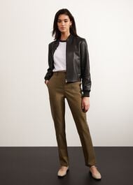 Lindley Leather Bomber Jacket, Black, hi-res