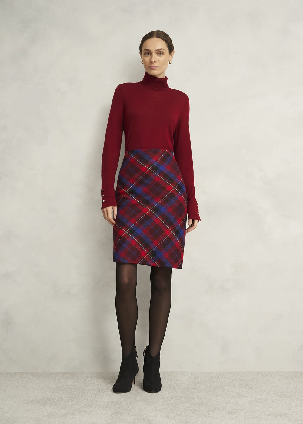 Daphne Wool Skirt, Red Multi, hi-res