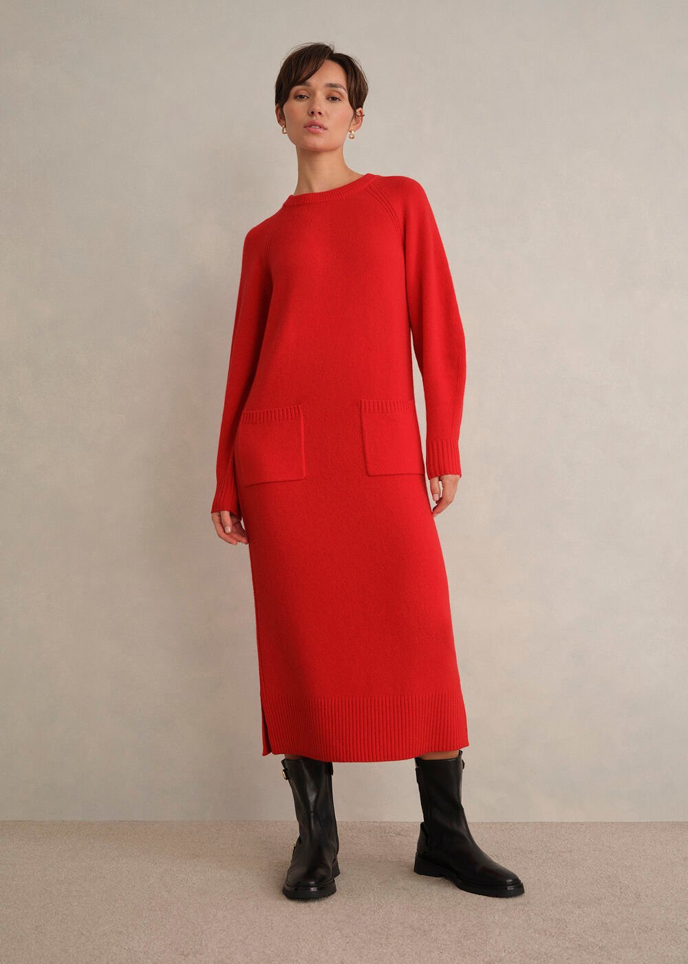 Claudia Knitted Dress, Pepper Red, hi-res