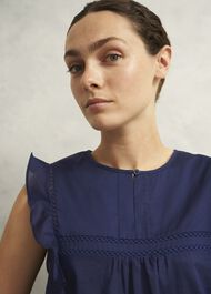 Navy Joy Cotton Blouse, True Navy, hi-res