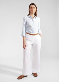 Petite Lynn Linen Pants, White, hi-res