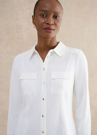 Rosana Seamed Shirt, Ivory, hi-res