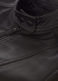 Fran Leather Jacket, Black, hi-res