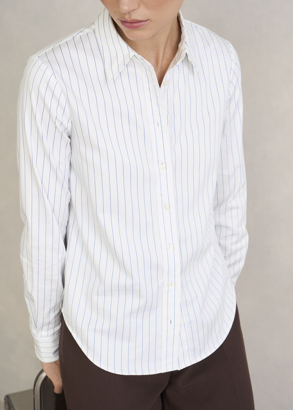 Viola Stripe Shirt, White Blue, hi-res