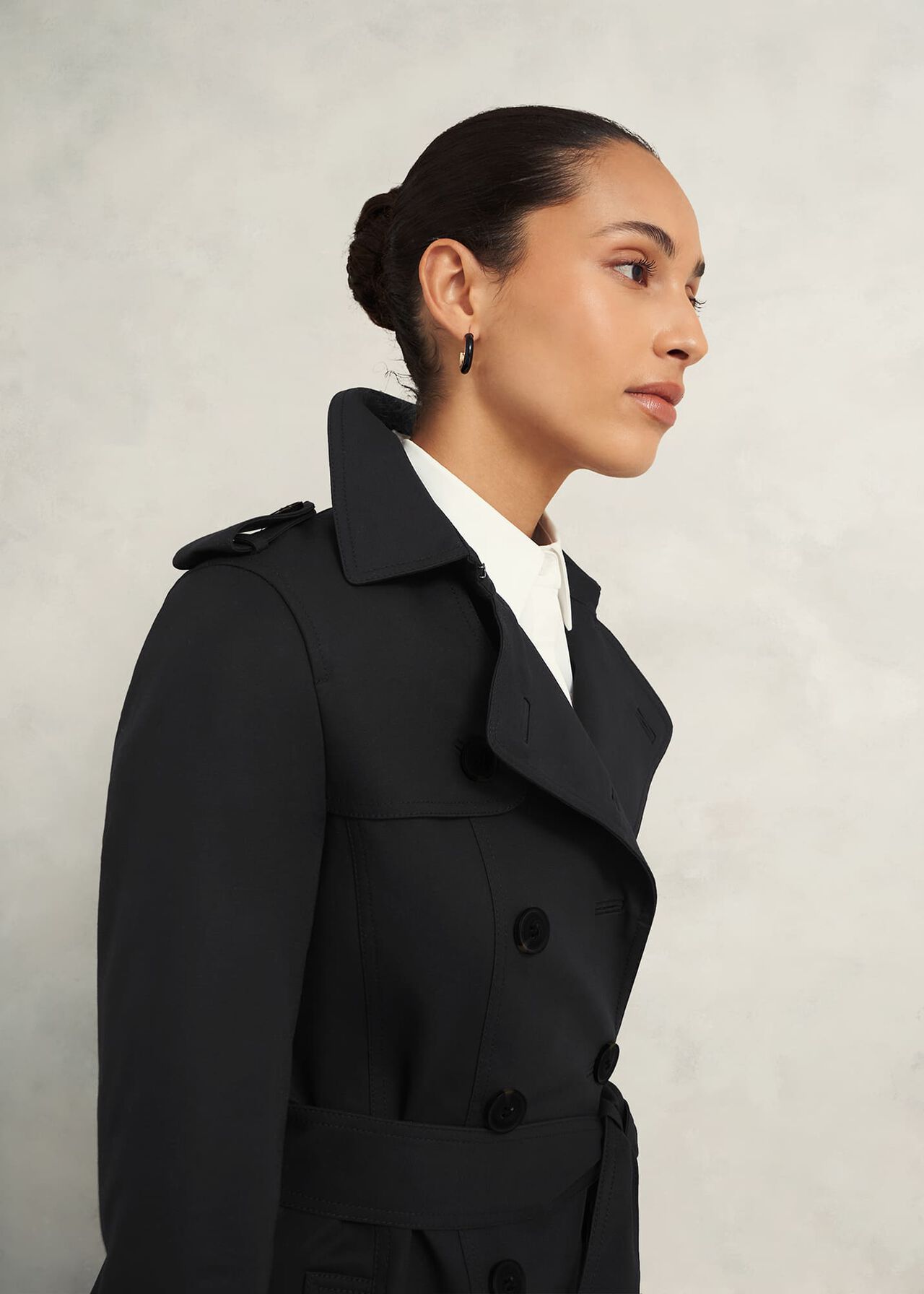 Saskia Shower Resistant Trench Coat, Black, hi-res