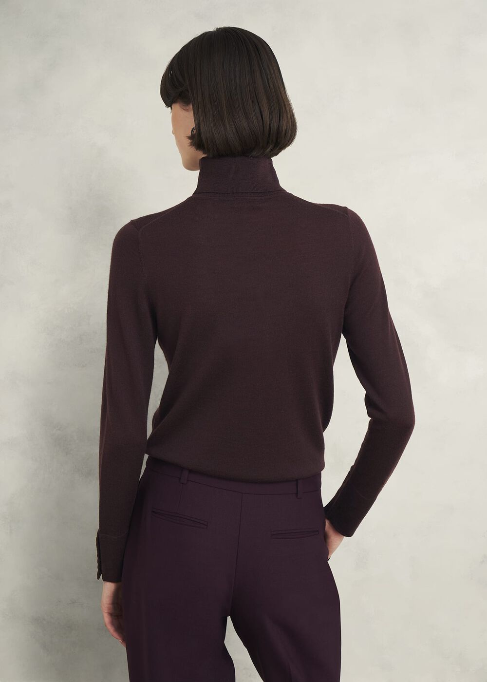 Lara Merino Wool Roll Neck Sweater, Malbec, hi-res