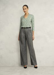 Aimee Printed Top, Green Ivory, hi-res