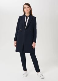 Melanie Double Breasted Coat With Wool, New Navy, hi-res