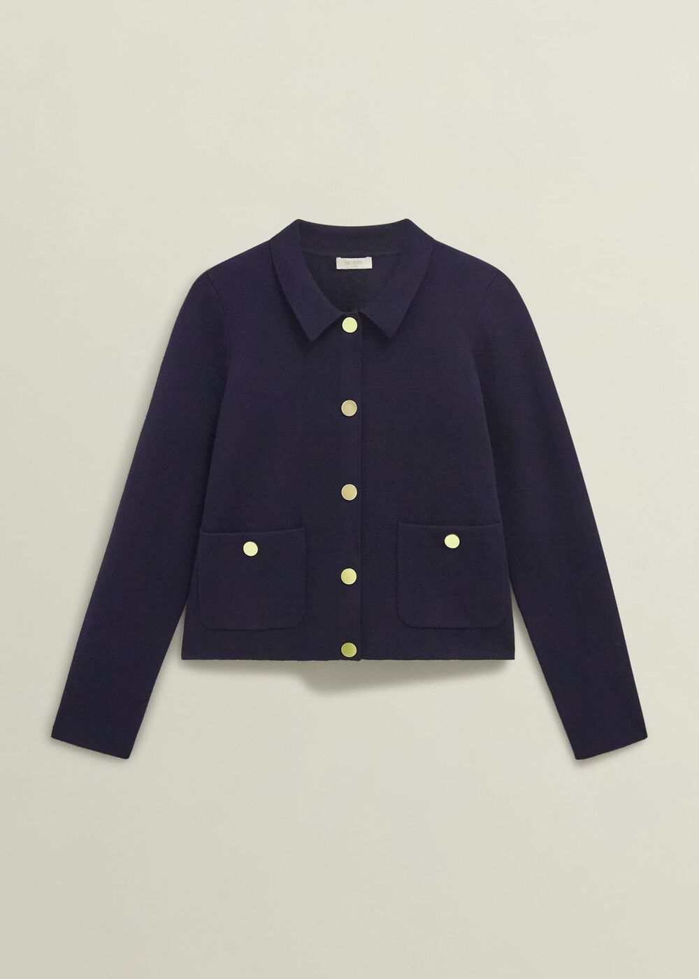 Daisy Cotton Wool Knitted Jacket, Hobbs Navy, hi-res