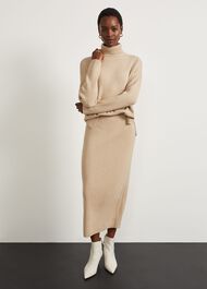 Lovell Co-Ord Wool Cotton Skirt, Oatmeal Marl, hi-res