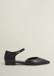 Seren Leather Flats, Black, hi-res