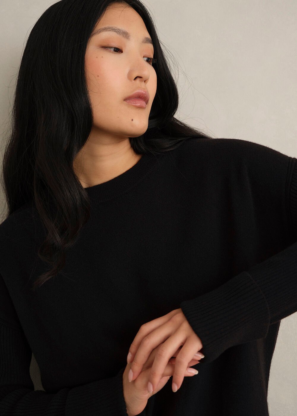 Darla Wool Blend Knitted Jumper, Black, hi-res