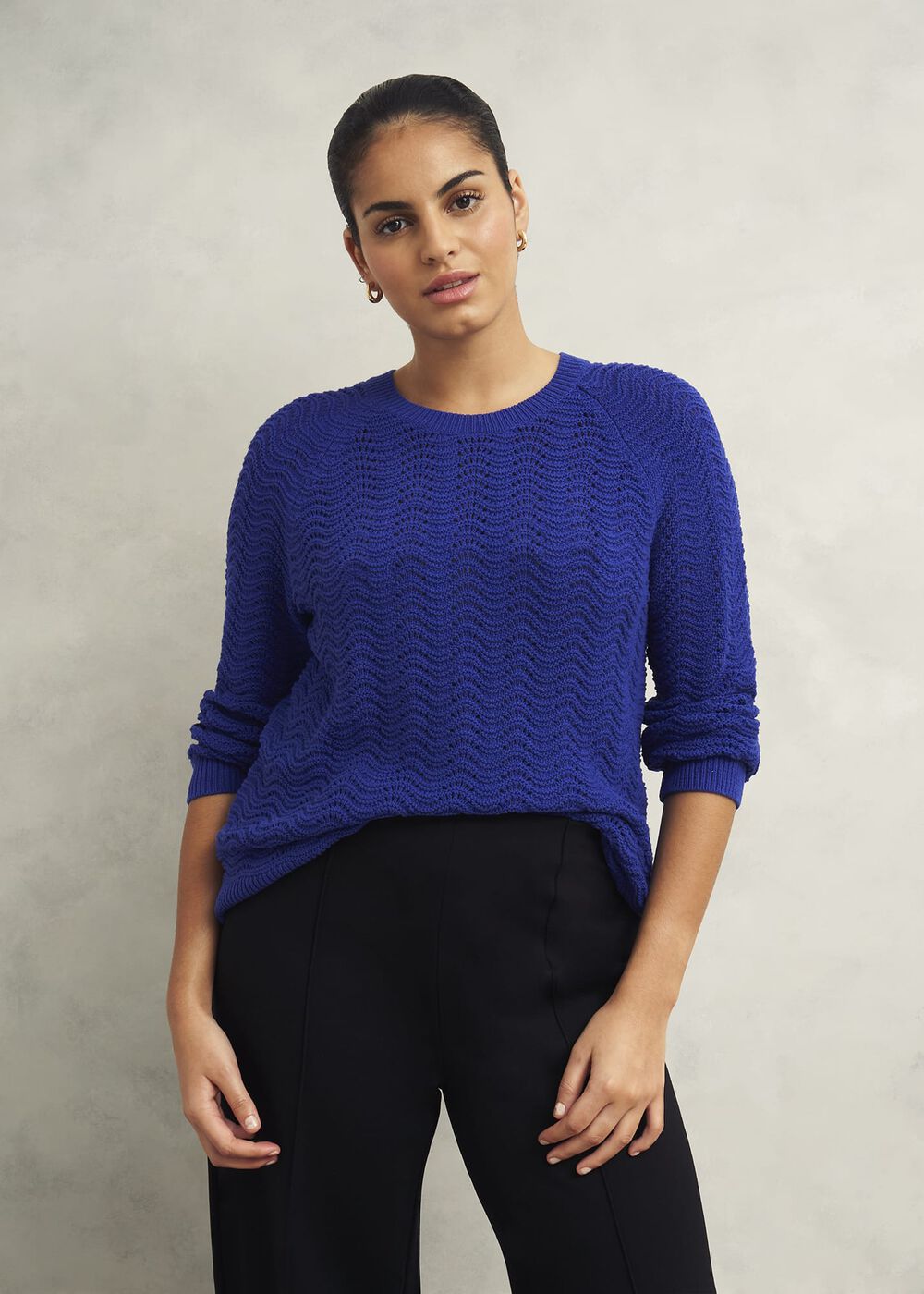 Lulu Cotton Sweater, Cobalt Blue, hi-res
