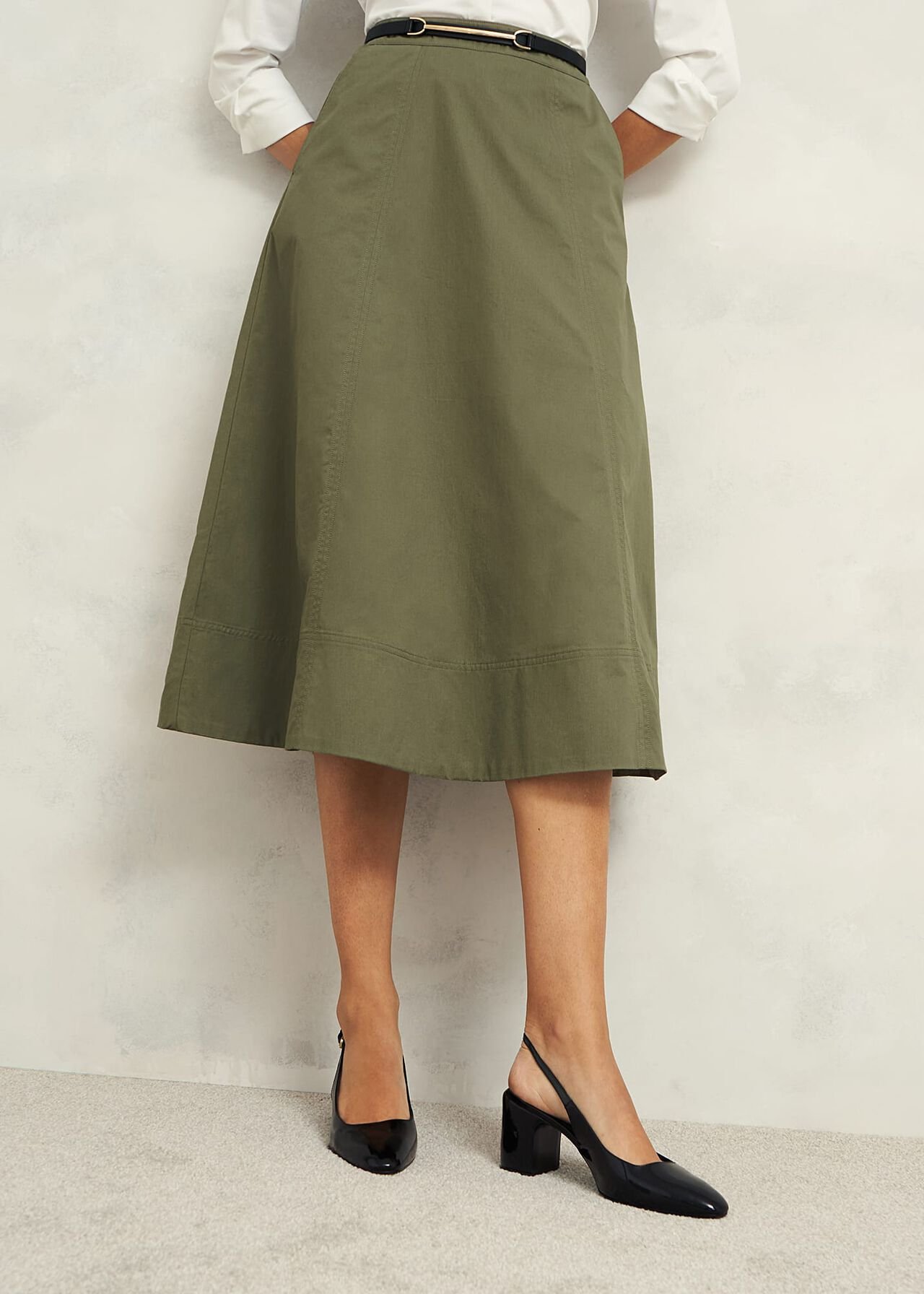 Avril Cotton Skirt, Sage Green, hi-res