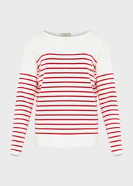 Petra Striped Jumper, Ivory Red, hi-res