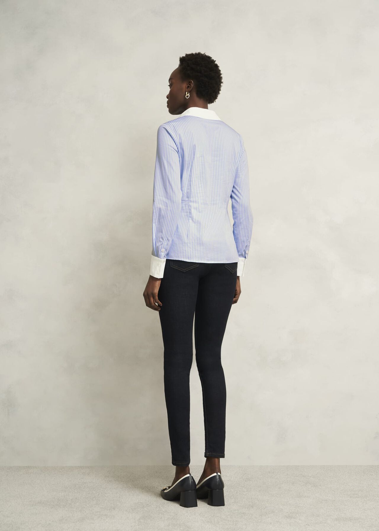 Victoria Cotton Blend Shirt, Pale Blue White, hi-res