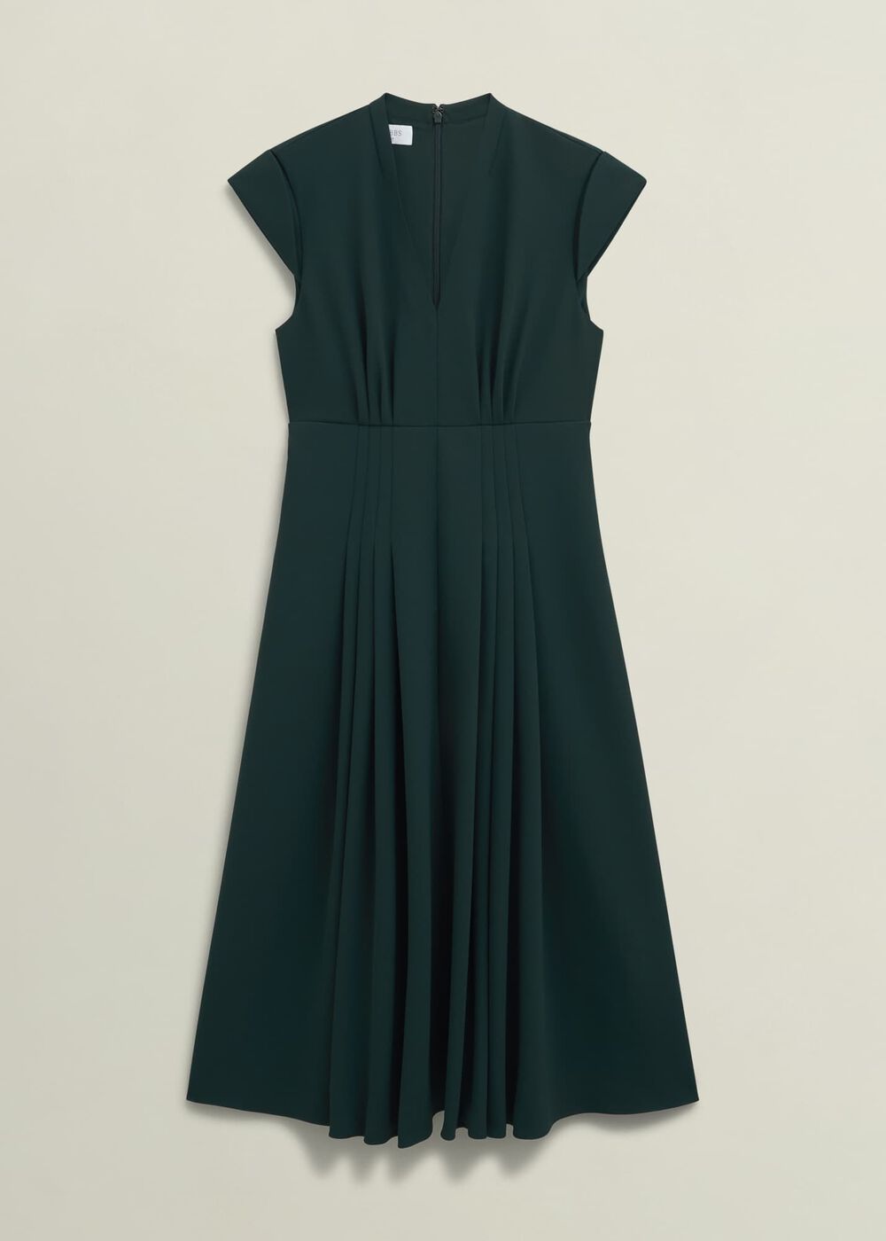 Sophie V Neck Pintuck Dress, Ponderosa Green, hi-res
