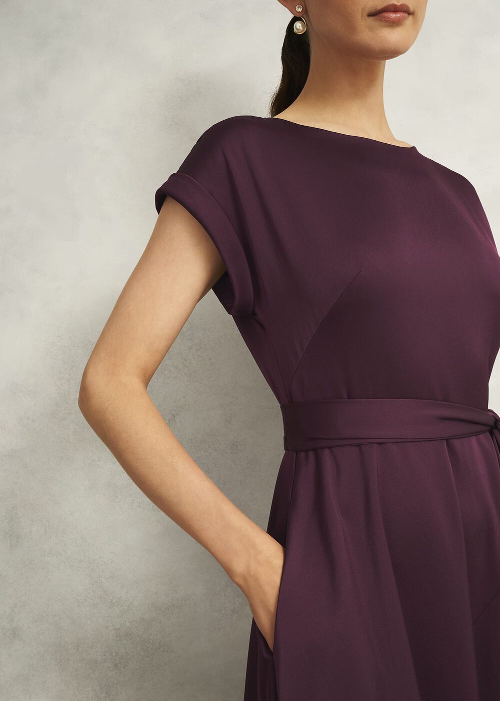 Agnes Tie Dress, Onyx Red, hi-res