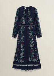 Petite Sia Floral Silk Dress, Midnight Multi, hi-res