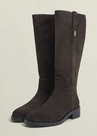 Brienna Suede Knee Boots, Chocolate Brown, hi-res