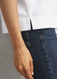 White Lori Cotton Crew Neck Short Sleeve T-Shirt, White, hi-res