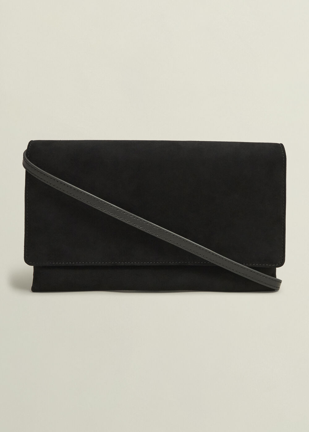 Renata Suede Clutch Bag, Black, hi-res